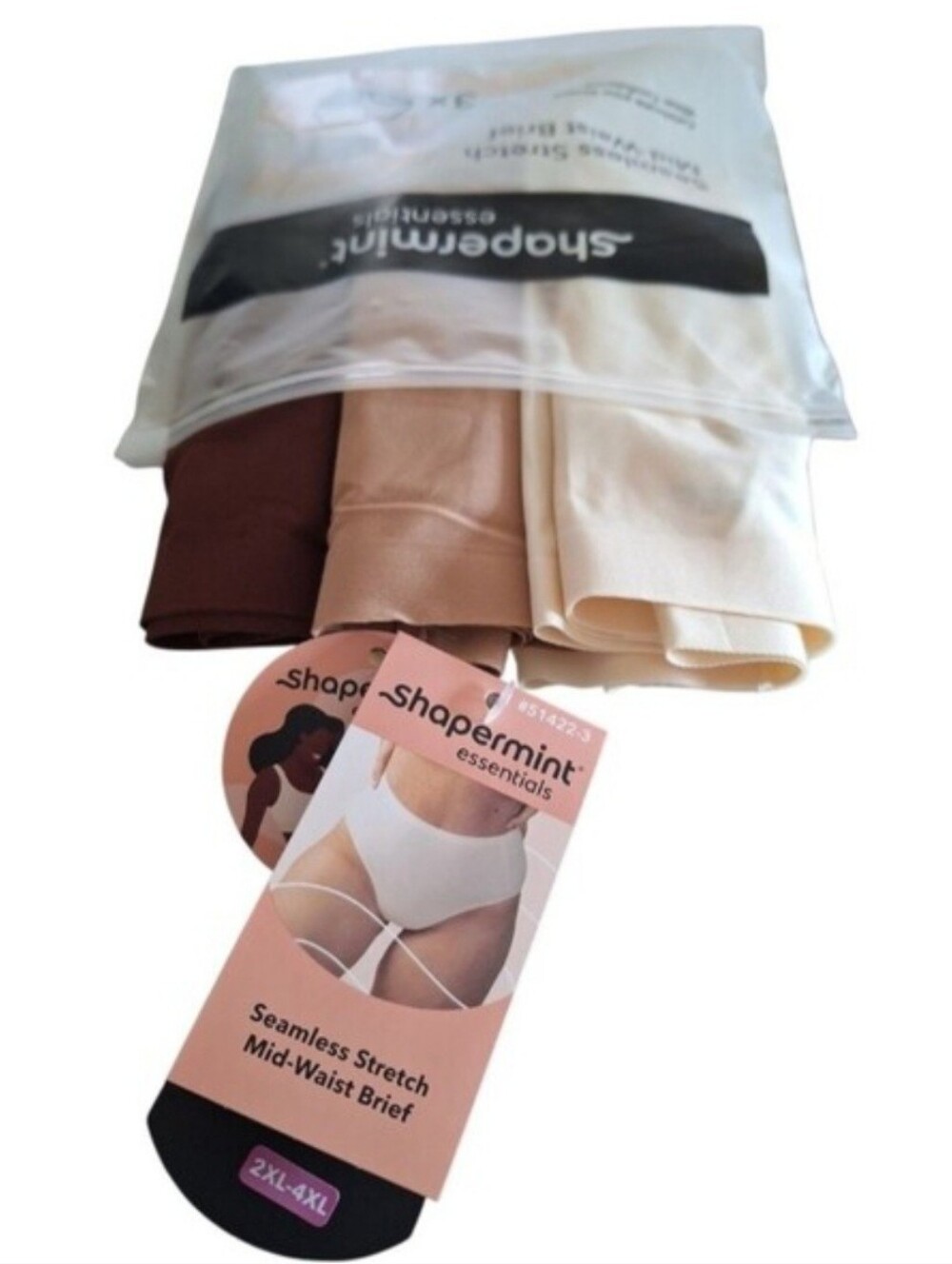 Seamless Stretch Mid-Waist Briefs Sz 16-24 (1-pack=3-pair) Shapermin